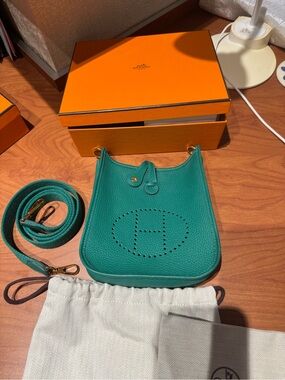 Evelyne Mini Crossbody Bag in Emerald Green Hermes 2025